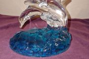 Leaping Dolphins Crystal statue