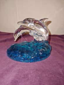 Leaping Dolphins Crystal statue