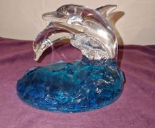 Leaping Dolphins Crystal statue