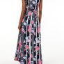 Gina Bacconi Women's Jersey Maxi Dress Cocktail Dress, Striped with Flowers, 38 /M Image 8