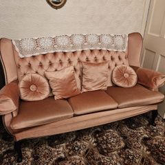 Queen Anne couch with two matching arm chairs