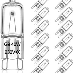 FREE P&P G9 Halogen Bulbs 12 Pack, Premium G9 40W Light Bulbs, Dimmable 230V 2700K Warm White G9 Bulb for Table Lamps, Cabinet Light, Oven, G9 Capsule Bulbs for Lamps