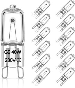 FREE P&P G9 Halogen Bulbs 12 Pack, Premium G9 40W Light Bulbs, Dimmable 230V 2700K Warm White G9 Bulb for Table Lamps, Cabinet Light, Oven, G9 Capsule Bulbs for Lamps