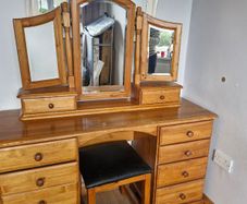 Dressing table with Tri Fold mirror and matching stool