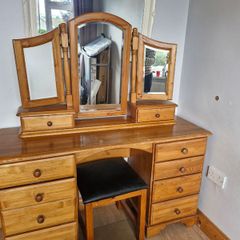 Dressing table with Tri Fold mirror and matching stool