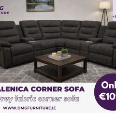 New Charcoal Grey Fabric Corner Sofa