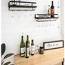Wall Mounted Wine Shelves Set of 2 Wood Rustic Wine Bottle Glass Floating Racks with Stemware Hanger Image 2