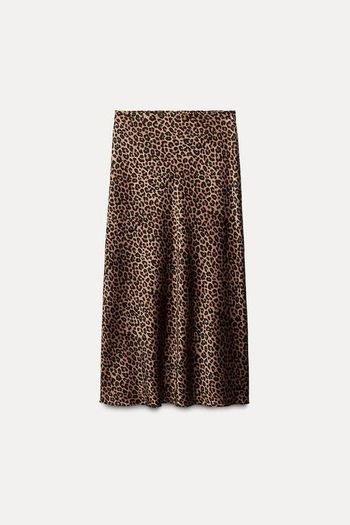 Satin Animal Print Maxi Skirt New