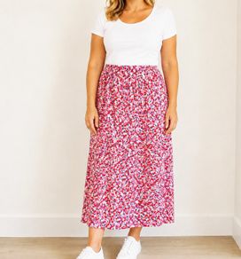 BASLER Confetti Floral midi skirt