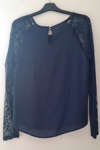 Vero Moda Navy Top with Lace Sleeves