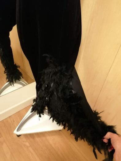 Women's Dress Black Velvet and Ostrich Feathers Size 14