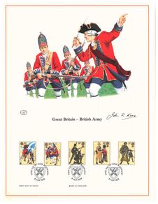 1983 Great Britain British Army Commemorative stamps with First Day of Issue Cancel Limited Edition Lithographed Print measuring 333mm X 257