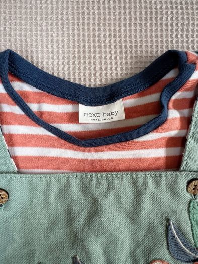 Next Sage Green Sea Life Dungarees & Bodysuit Set Size 6-9 Months 68cm