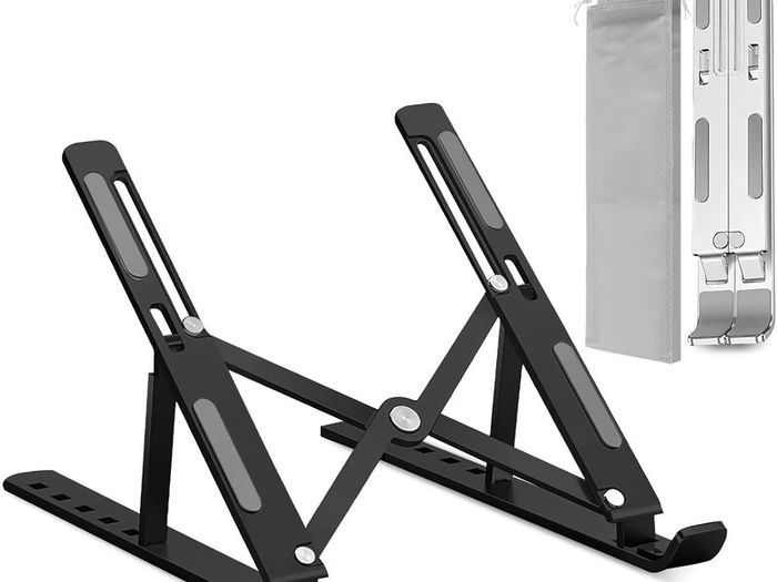 Adjustable Laptop Stand for Desk Foldable & Portable ABS Silicone Riser, Ventilated Cooling Holder for 10 17.3 Laptops & Tablets
