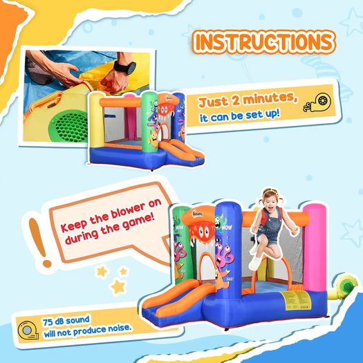 Bouncy Castle Inflatable Basket Trampoline Slide Monster Design 2.9 x 2 x 1.55m