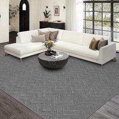 Rugs Living Room Large 200x290 cm Washable Grey Rug Non Slip Geometric Carpet, Fluffy Shaggy Area Rugs for Bedroom Lounge Home Kids Kitchen Office
