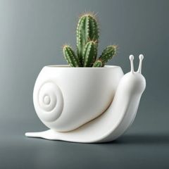Decorative Snail Planter - Modern Minimal Succulent Pot