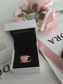 New genuine pandora pink enamel heart ring