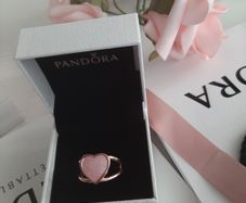 New genuine pandora pink enamel heart ring