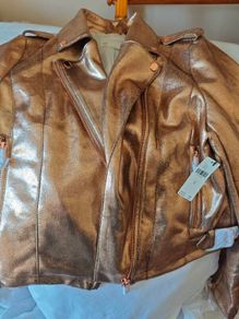 rose gold women's biker jacket designer Anthropologie