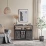 Sideboard Kitchen Cabinet Storage Cabinet with 2 Sliding Doors Adjustable Shelf Industrial for Living Room Anthracite Grey Black Image 3