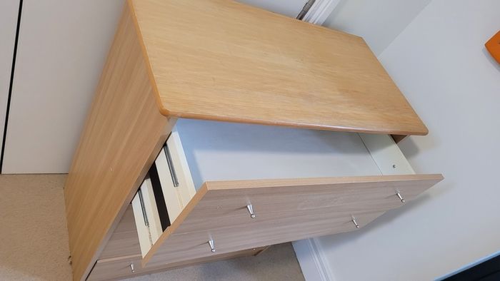 Chest of  drawers: width 31.5in, depth 16 in, height 3 ft (Width 80cm, Depth 40cm, Height 91cm)