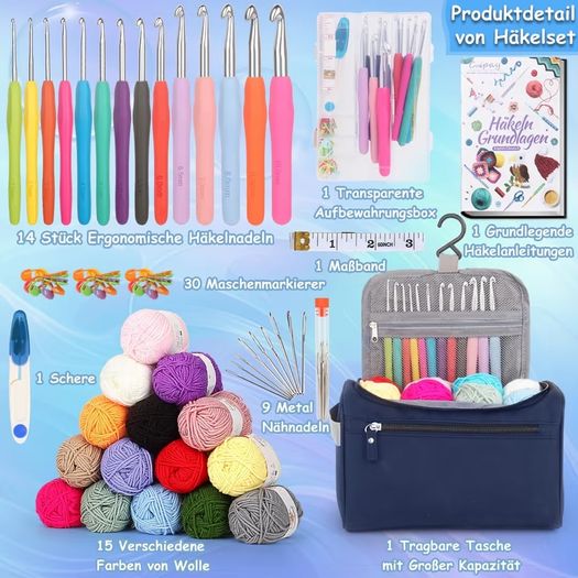 Brand New Coopay 73-Piece Crochet Set for Beginners with Yarn and Accessories