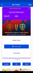Leeds v Man Utd Match Ticket