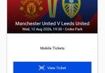 Leeds v Man Utd Match Ticket