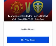 Leeds v Man Utd Match Ticket