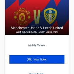 Leeds v Man Utd Match Ticket