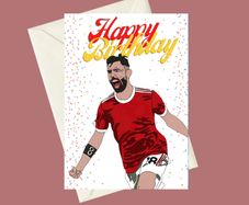 Handmade Bruno Fernandes Manchester United Birthday A5 Card, Perfect for gifts, occasions, or funny card for Football Fans
