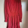 MICHAEL KORS Red Smocked Ruffled Polka Dot Dress UK 10 Image 2