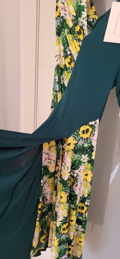 ZARA Collection green floral asymmetrical midi Sz M-L - Bnwt Rrp 79.99