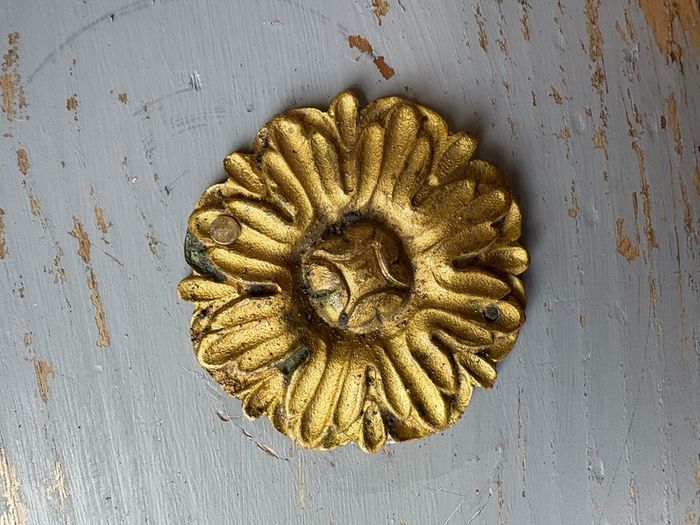 Antique French carved Wood Painted over door Pediment