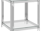 Coffee Table Silver 55x55x55 cm Stainless Steel and Glass