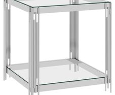 Coffee Table Silver 55x55x55 cm Stainless Steel and Glass