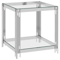 Coffee Table Silver 55x55x55 cm Stainless Steel and Glass