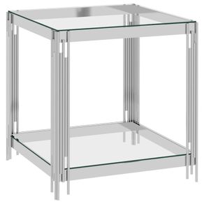 Coffee Table Silver 55x55x55 cm Stainless Steel and Glass
