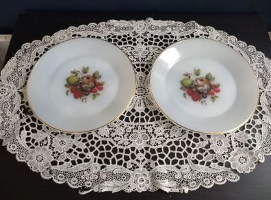 Fabulous Pair of Milk Glass Side with a Fruity Motif, By Phoenix Glassware, Pennsylvania, USA