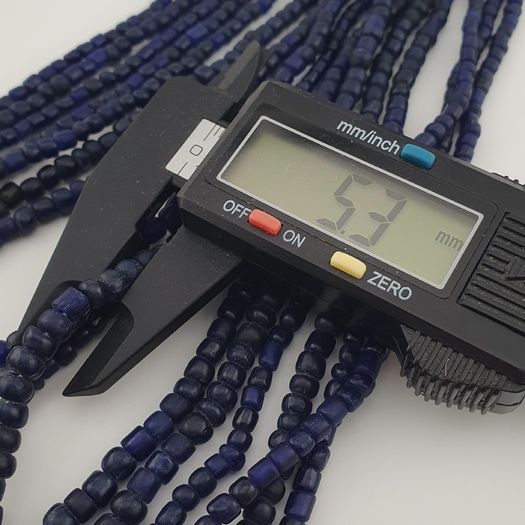 Antique African Style Dark Blue 4-5.5mm Glass Beads Necklace Strand