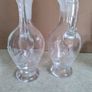 Vintage Hand Blown Cut Glass Set of 2 Small Glass Decanters for Oil and Vinegar or wine carafe. Image 7