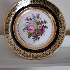 Antique 19th century Paris porcelain cabinet plate marked Feuillet