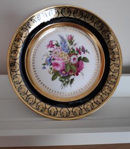 Antique 19th century Paris porcelain cabinet plate marked Feuillet