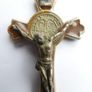 Vintage Brown Enamel Cross . Italian St Benedict Cross Charm. -2,5" Image 2