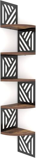 Geometric Shapes Corner Shelves for Wall, Floating Corner Shelf and Bookcase, Living Room Bedroom Bathroom Corner Shelves 7.67x7.67x0.6in