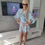 Blue set of chiffon tied top and shorts Image 2