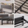 Double Bed Frame with LED Lights Storage Headboard,4ft6 Image 3