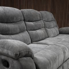 New 3+2 Grey Fabric Recliner Sofa With Cupholders