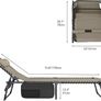 Reclining Sun Lounger Set of 2, Folding Sun Bed 4 Position Adjustable, 190x60x31 cm Sunloungers with Removable Headrest & Side Pocket Load capacity 300lbs for Garden, Beach, Camping, Khaki Image 2